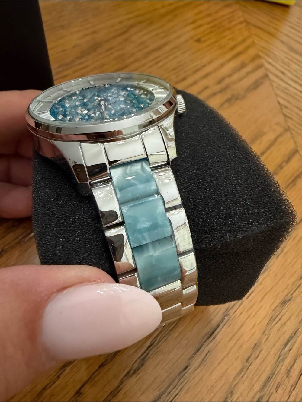 Invicta Angel Pavine Women's Light Blue Crystal Dial Stainless Watch - Picture 4 of 6
